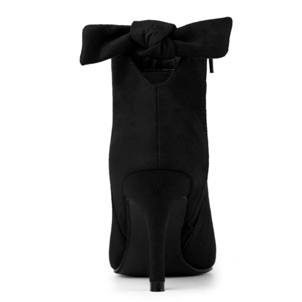 Allegra K Black Ankle Booties with Pointed Toe and High Heel - Picture 4 of 5
